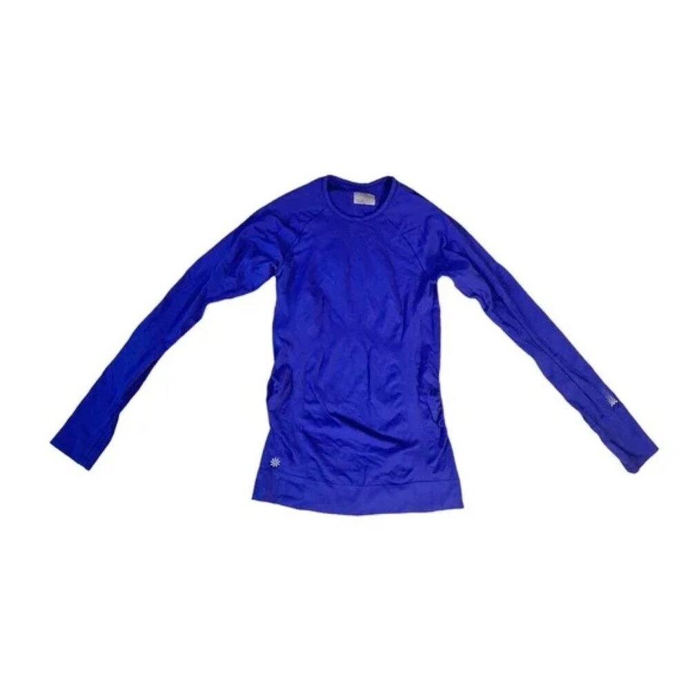 Women S Athleta Long Slv Seamless Blue Shirt Top Limitless Running Reflective